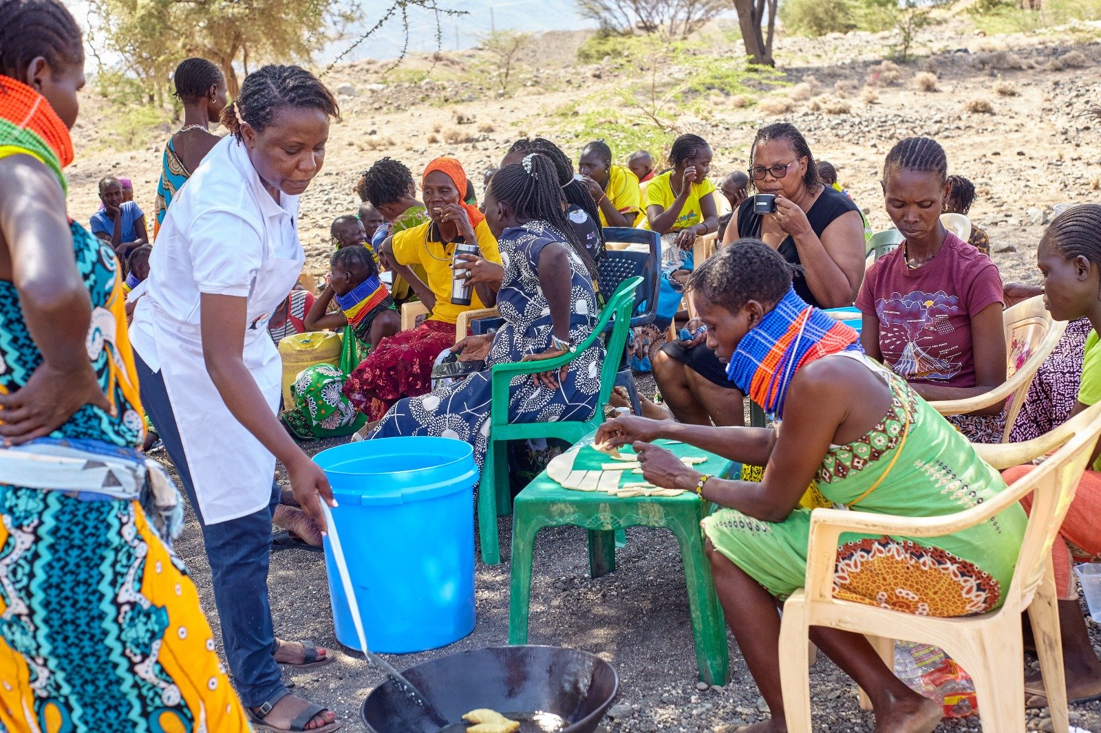 Women learning practical production skills